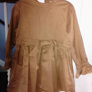 Charming Tan Long Sleeve Kids Dress